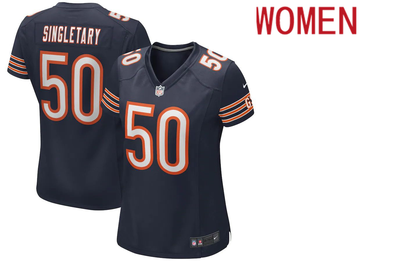 Women Chicago Bears #50 Mike Singletary Nike Navy Game Retired Player NFL Jersey->women nfl jersey->Women Jersey